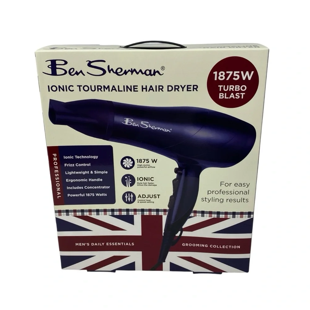Ben Sherman Professional Ionic Tourmaline Hair Dryer - Dark‎ Blue 1875W
